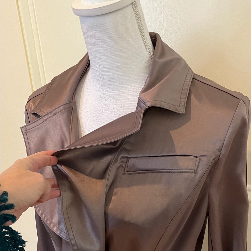White House Black Market Satin Trench Coat in Brown - Picture 3 of 15